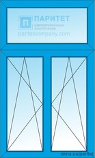 Т-образное двустворчатое поворотно откидное окно Эконом